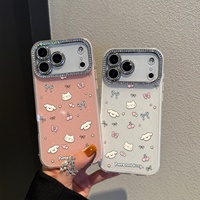 Coque de téléphone en silicone double usage avec film protecteur d'objectif, motif dessin animé chien et chat, pour iPhone 17 Pro Max et iPhone 16 Pro/11