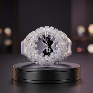 Reloj de Cuarzo Digital de Lujo para Mujer, 38 mm, Caja de Acero Inoxidable, Bisel con Diamantes Moissanite, Correa de Acero Inoxidable, Resistente al Agua 10 Bar - Product Image 3