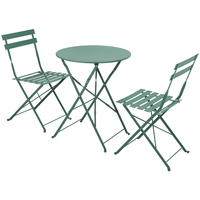 Manufacture métal pliant 3 pièces Patio carré table pliable et siège à lamelles chaise jardin ensemble extérieur Bistro table ensemble