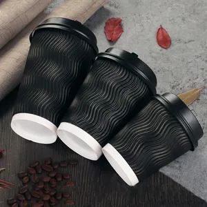 OEM ODM Desechable eco-firendly para llevar papel Kraft aislado ondulación papel para llevar tazas de café caliente