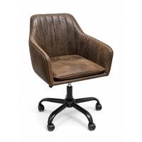 Fauteuil de salon vintage en cuir PU texturé, base à 5 étoiles, tabouret pivotant à roulettes, mobilier de coiffure pour barbier