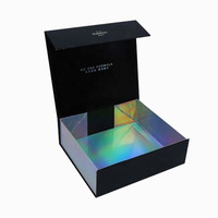 Caja de Regalo Magnética Vacía Simple Negra de Cartón Rígido con Estampado Personalizado de Lujo Hecho a Mano