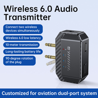 Transmetteur audio sans fil GT36 6.0, double sortie 1-vers-2, adaptateur pour ordinateur portable et avion, convertisseur de casque en vol pour le voyage