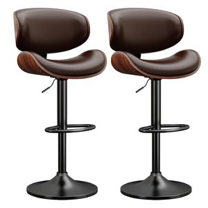 Silla <span class=keywords><strong>de</strong></span> Bar <span class=keywords><strong>de</strong></span> Cuero Sintético, Estilo Rústico, Directo <span class=keywords><strong>de</strong></span> Fábrica, Personalizable, Base <span class=keywords><strong>de</strong></span> Acero, Taburete Giratorio con Altura Ajustable - Product Image 4