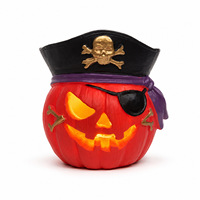 Ensemble de lanternes citrouilles d'Halloween en résine moderne, 10 designs uniques, Jack O'Lantern, décoration pirate, chat, fête, maison, jardin, intérieur