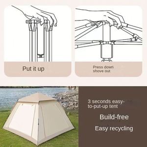 Tente de camping automatique à double couche, pliable, imperméable, pour 4-6-8 personnes, avec protection solaire, pour l'extérieur - Product Image 4
