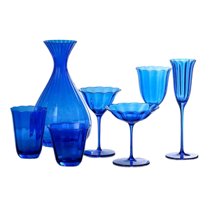 Verres à vin vintage bleus de haute qualité, ensemble de verres en cristal faits à la main, design moderne et simple, verrerie de luxe pour la décoration de fête - Product Image 1