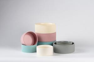 Caixa de cerâmica para animais de estimação, conjunto de tigelas de cerâmica para cachorros e gatos, com listras nórdicas - Product Image 2