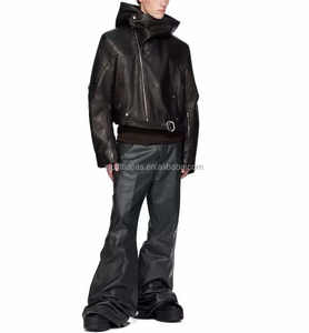 Scarpe da <span class=keywords><strong>donna</strong></span> con tacco alto a punta tonda in pelle di vitello Unisex originali scarpe eleganti con plateau nere da uomo Hollywood Mega stivali da trattore svasati - Product Image 3