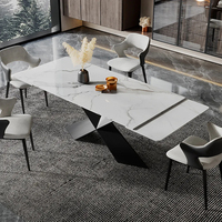 Table à manger extensible moderne de luxe en pierre frittée de 79 pouces, 6-8 places, pieds en métal robustes, facile à nettoyer, personnalisable