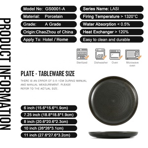 Platos de porcelana reactivos <span class=keywords><strong>para</strong></span> Catering, platos de cena de cerámica redondos de alta calidad <span class=keywords><strong>para</strong></span> restaurante y Hotel, color negro - Product Image 6