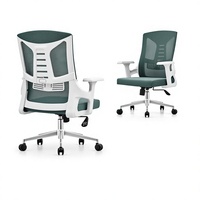 Chaise de bureau informatique ergonomique à dossier haut en tissu maillé vert, réglable en hauteur, pivotante, confortable pour de longues heures de travail assis