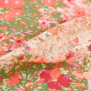 Venda quente Design Floral 100% Seda Pura Crepe De Chine Tecido para o Vestido Da Moda