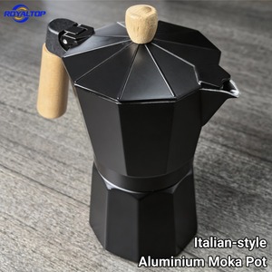 Cafetière à gaz manuelle de couleur personnalisée, 3 tasses, 6 tasses, Moka italienne, expresso avec poignée en bois - Product Image 2