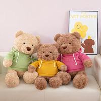 Peluche Ours en Peluche Mignon avec Sweat à Capuche Coloré, en Coton PP, pour Vente en Gros et Présentation en Magasin de Cadeaux
