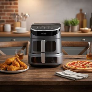 Horno de Pizza Comercial de Doble Zona y Freidora de Aire Combinados, Horno de Convección de Sobremesa de 8.5L+12 Pulgadas, Control Independiente para Restaurantes - Product Image 3