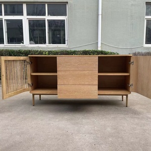Modern lüks masif ağaç büfe dolap 2-Door 3-Drawer büyük boy çiftlik tarzı yemek mutfak oturma odası için büfe - Product Image 5