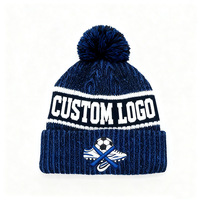 Bonnet d'hiver en tricot personnalisé avec logo et pompon, pour équipes de football et sports, bonnet à revers chaud et doux