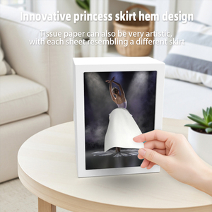 Caja de pañuelos de lujo con marco de fotos LED, exhibidor de imágenes 3D de bailarina en acrílico, adorno moderno para escritorio, caja de sombra de arte estético - Product Image 4