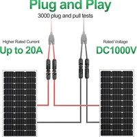 Adaptateur parallèle MC4Y de type Y pour panneaux solaires photovoltaïques, étanche, 2-en-1, 12-24V, avec connecteur Y à fils rouges et noirs, vente en gros