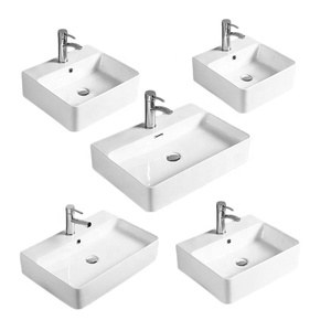 Évier d'art rectangulaire moderne nordique lavabo de salle de bain éviers suspendus pour salle de bain lavamanos blancos bassin en céramique - Product Image 5