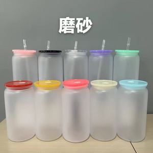 USA Warehouse 25pcs 16oz Clear Plastic Can Tumbler <b>Reusable</b> Anti-corrosion Modern Push Button Lid Free Shipping UV DTF Vinyl - Product Image 4
