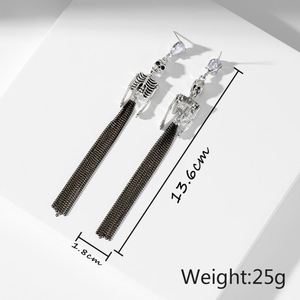 Long Skeleton DangleTassel <b>Earrings</b> Silver Color Retro Fashion Hanging Women <b>Earring</b> Halloween Jewelry Girls Funny <b>Earrings</b> 2022 - Product Image 2
