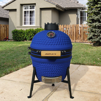 Barbecue Kamado Auplex de table noir avec logo personnalisé, mini 13 pouces, en céramique, pour l'extérieur