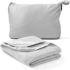 Sedex Bsci Custom alta qualidade portátil Fronha bolsa de Viagem cobertor quente 3 em 1 cobertor de viagem com travesseiro e alça