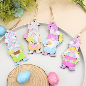 Nuovo Prodotto Decorazioni Pasquali 8 <span class=keywords><strong>Pezzi</strong></span>/Scatola Uova di Pasqua Simpatici Elfi Senza Volto Pendenti in Legno - Product Image 2