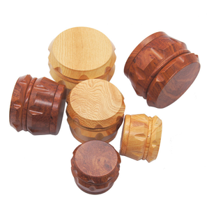 Nueva gran oferta 55 Mm 4 piezas logotipo personalizado Aleación de Zinc forma de tambor de madera molinillo de hierbas duradero - Product Image 3