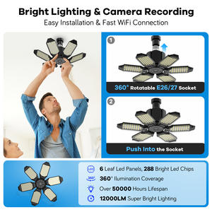 تويا gالذكية E27 لمبة الأمن E26 3MP 6 ورقة قابلة للطي كاميرا إنذار الحركة ، تشغيل/إيقاف تلقائي - Product Image 2