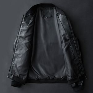 Giacca in Pelle da Uomo con Colletto Rialzato, Giacca da Motociclista, Cappotto in Pelle Bomber, Tendenza Moda, <span class=keywords><strong>Abbigliamento</strong></span> Invernale in Pelle Personalizzato - Product Image 5