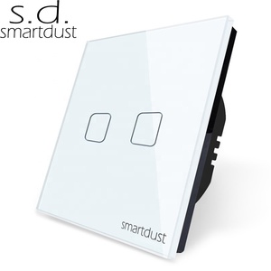 Smartdust EU 2 <span class=keywords><strong>Gang</strong></span> <span class=keywords><strong>3</strong></span> <span class=keywords><strong>Way</strong></span> Stair Interruptor de pared táctil capacitivo Vidrio templado 10A Max. 2 Vias Light Interruptor intermedio - Product Image 4
