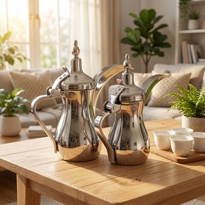 ชุดกาแฟดัลลาห์สุดหรู สไตล์อาหรับ ทำจากสแตนเลส ดีไซน์ทันสมัยและดั้งเดิม เหมาะสำหรับใช้ในสำนักงานหรือเป็นของขวัญ  ลดราคาพิเศษ - Product Image 2