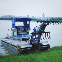 Récolteuse automatique de débris aquatiques à entraînement hydraulique haute productivité pour le ramassage des débris flottants et des plantes aquatiques dans les lacs