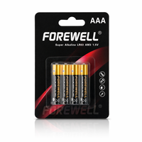 FOREWELL LR03 AAA 1.5V Baterai Alkaline Empat Kartrid 1150mAh Daya Tahan Lama Bebas Merkuri untuk Mainan Remote Alat Listrik