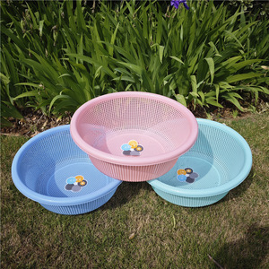 Round Vegetable Washing <b>Basket</b> 38x15cm PP Material <b>Stackable</b> Food Storage <b>Basket</b> Kitchen Use - Product Image 4