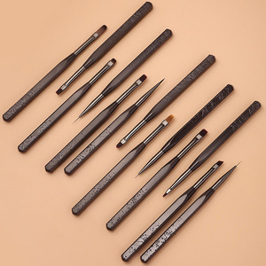 Lot de 13 pinceaux à ongles mats à manche carré, poils anti-chute pour la sculpture et le dessin français - Product Image 1
