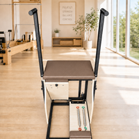 Chaise de Pilates réglable et portable QT en bois de chêne, avec poignées, échelle et boîte de rangement, pour la maison, la salle de sport et le studio