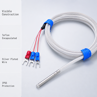 Kabel Sensor Suhu Pt100 Anti-Korosi Termokopel PTFE Tahan Asam-Alkali Berlapis Perak untuk Elektroplating