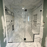 Kabin Shower Kaca Tempered 8mm Tanpa Bingkai Ukuran Khusus Modern dengan Engsel Pintu untuk Proyek Kamar Mandi Hotel