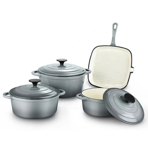 Bán buôn nhà bếp không dính <span class=keywords><strong>Cookware</strong></span> <span class=keywords><strong>Set</strong></span> đồ dùng nhà bếp thiết lập không dính men đúc đồ nấu nướng sắt - Product Image 5