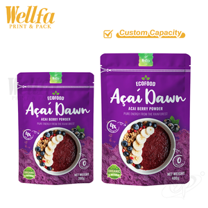 שקית מיילר עם סגירת רוכסן, ניתנת לשימוש חוזר, להדפסה בהתאמה אישית במפעל, 200 גרם/400 גרם, מאלומיניום, לאחסון תבלינים, תות, אסאי, אבקת פירות יער. - Product Image 5