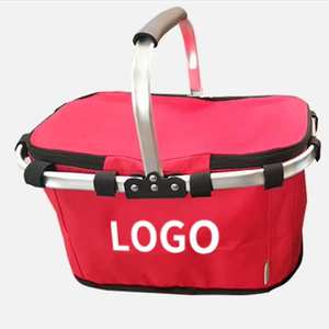 Panier de courses pliable portable, sac de pique-nique en tissu léger, isotherme, pliable, panier de courses pour pique-nique avec poignées - Product Image 1