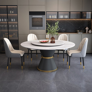 Muebles modernos para comedor, juego de mesa de madera con borde en vivo, retráctil, ahorrador de espacio, 6 sillas, modelo simple nuevo 2021 - Product Image 1