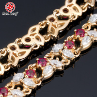Redleaf Hot D VVS Moissanite Bracelet Fine Jewelry Argent 925 Plaqué Or 18K Synthétique Rouge Rubis Bracelets & Bracelets Pour Cadeau