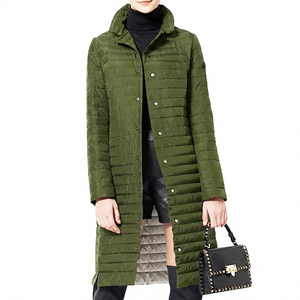 KIJQJW13 Women's Long <b>Quilted</b> Coat <b>Jacket</b> Breathable Cotton Striped Rivet Camouflage Pearl Fast Delivery Dyed Embroidery Diamond - Product Image 3