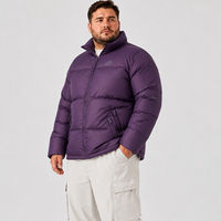 Chaqueta Acolchada de Plumón para Hombre, Cuello Alto, Cierre Completo, Bolsillos con Cordones, Cálida para Invierno, Tallas Grandes y Extra Grandes, 6XL 7XL