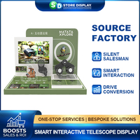 Support d'affichage de bureau interactif intelligent en forme de L personnalisé avec lecteur audio-vidéo LCD et éclairage LED pour magasin de détail numérique